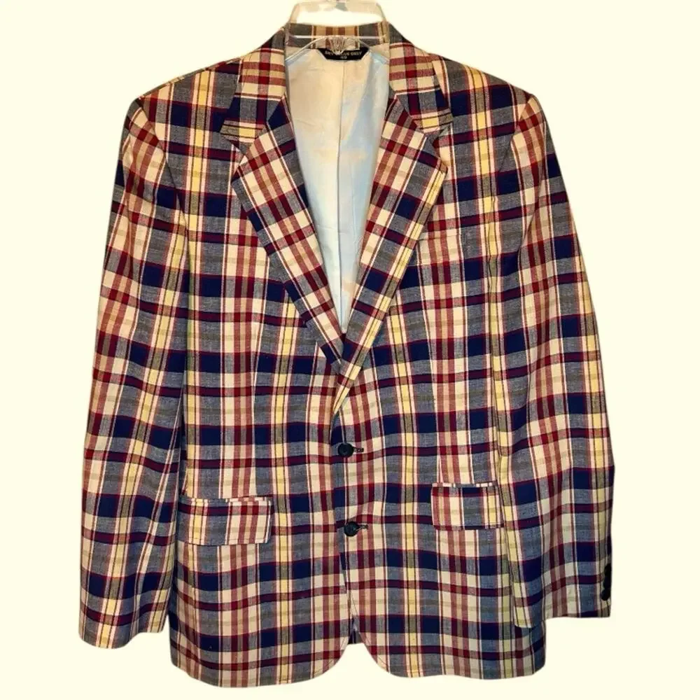 Vintage 60’s 70’s Haggar plaid linen preppy  Country Club blazer.Size 40